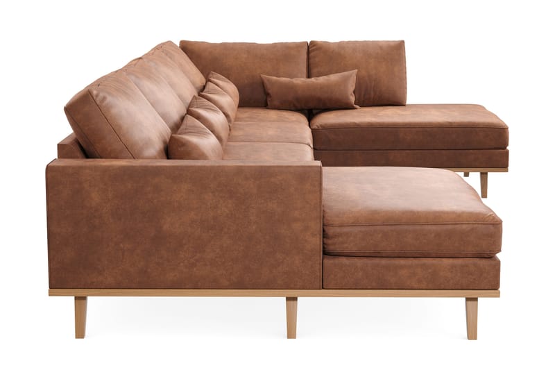 Copenhagen 5-sits Vänstervänd U-formad Large Soffa med Divan och Schäslong i Konstläder - Brun - Products - Möbler - Soffa - Skinnsoffa