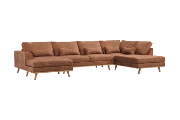 Copenhagen 5-sits Vänstervänd U-formad Large Soffa med Divan och Schäslong i Konstläder - Brun - Products - Möbler - Soffa - Skinnsoffa