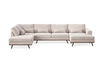 Copenhagen 5-sits Vänstervänd U-formad Large Soffa med Divan och Schäslong i Sammet - Beige - Products - Möbler - Soffa - Sammetssoffa