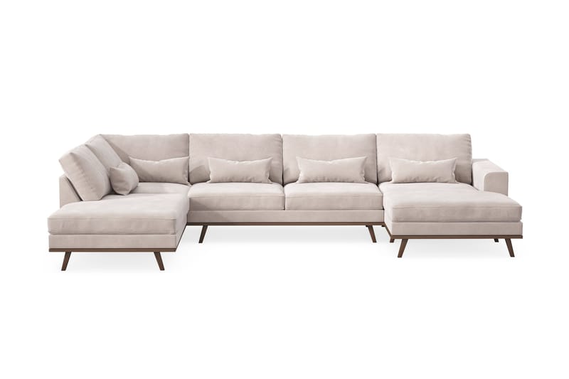 Copenhagen 5-sits Vänstervänd U-formad Large Soffa med Divan och Schäslong i Sammet - Beige - Products - Möbler - Soffa - Sammetssoffa