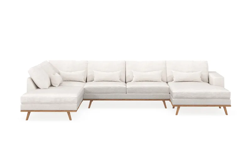 Copenhagen 5-sits Vänstervänd U-formad Soffa med Divan och Schäslong i Bouclé - Vit - Products - Möbler - Soffa - U-soffa