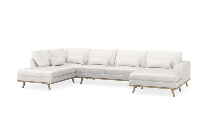 Copenhagen 5-sits Vänstervänd U-formad Soffa med Divan och Schäslong i Bouclé - Vit - Products - Möbler - Soffa - U-soffa