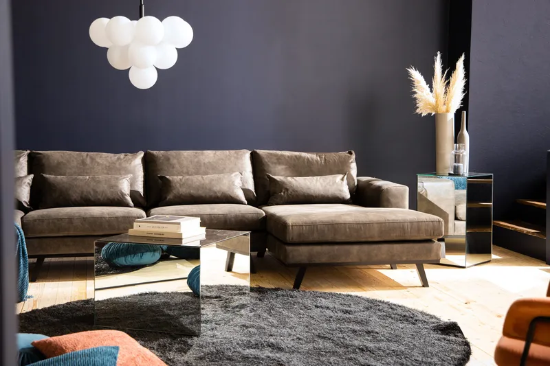 Copenhagen 5-sits Vänstervänd U-formad Soffa med Divan och Schäslong i Konstläder - Mörkgrå - Products - Möbler - Soffa - Skinnsoffa