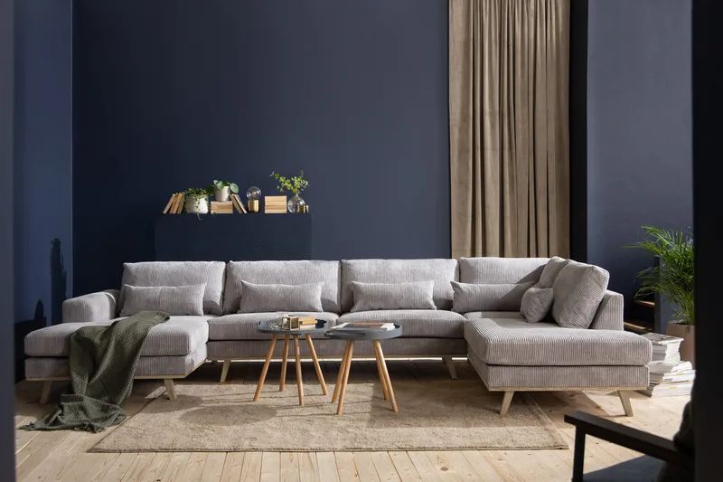 Copenhagen 5-sits Vänstervänd U-formad Soffa med Divan och Schäslong i Manchester - Ljusgrå - Products - Möbler - Soffa - U-soffa