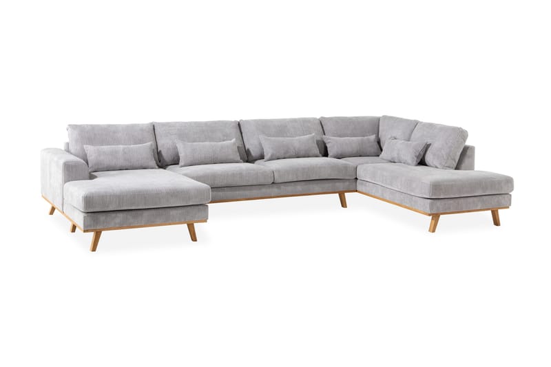 Copenhagen 5-sits Vänstervänd U-formad Soffa med Divan och Schäslong i Manchester - Ljusgrå - Products - Möbler - Soffa - U-soffa