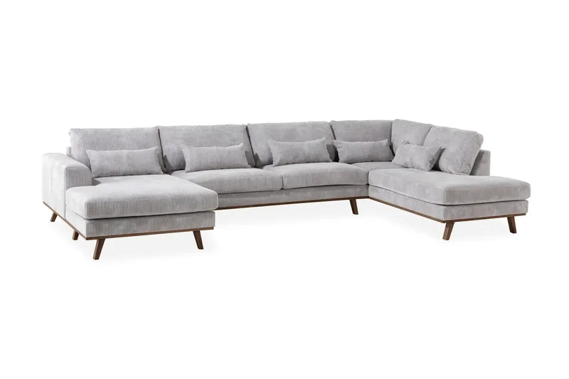 Copenhagen 5-sits Vänstervänd U-formad Soffa med Divan och Schäslong i Manchester - Ljusgrå - Products - Möbler - Soffa - U-soffa