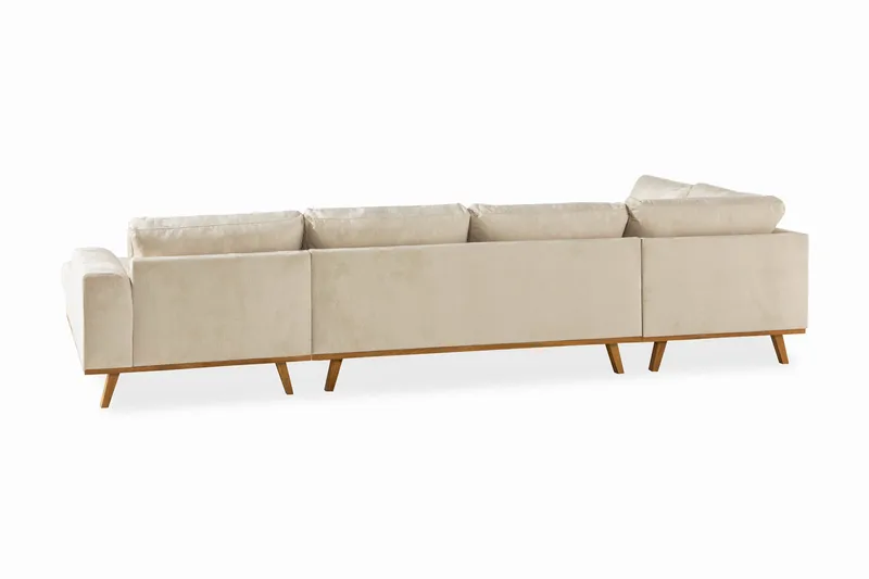 Copenhagen 5-sits Vänstervänd U-formad Soffa med Divan och Schäslong i Sammet - Beige - Products - Möbler - Soffa - Sammetssoffa