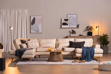 Copenhagen 5-sits Vänstervänd U-formad Soffa med Divan och Schäslong i Sammet - Beige - Products - Möbler - Soffa - Sammetssoffa