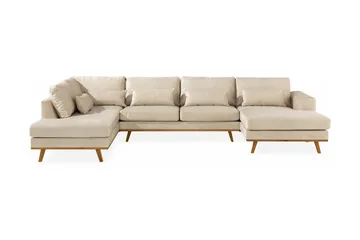 Copenhagen 5-sits Vänstervänd U-formad Soffa med Divan och Schäslong i Sammet - Beige - Products - Möbler - Soffa - Sammetssoffa