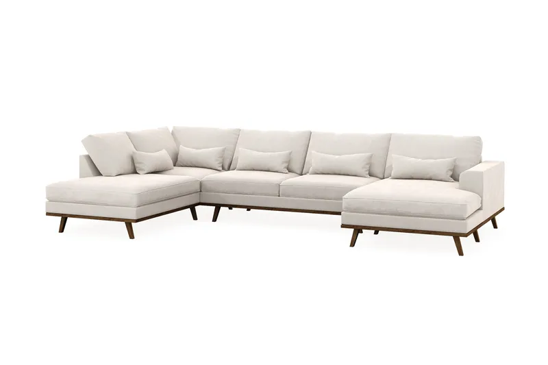 Copenhagen 5-sits Vänstervänd U-formad Soffa med Divan och Schäslong i Sammet - Krämvit - Products - Möbler - Soffa - Sammetssoffa