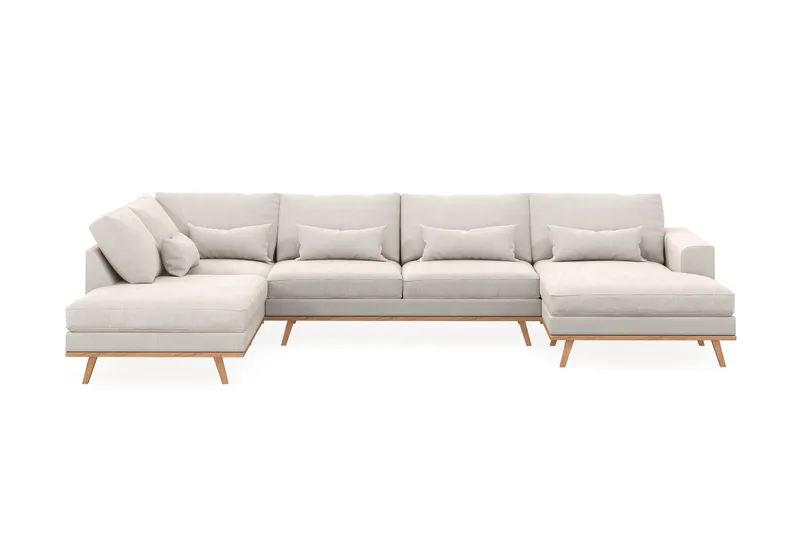 Copenhagen 5-sits Vänstervänd U-formad Soffa med Divan och Schäslong i Sammet - Krämvit - Products - Möbler - Soffa - Sammetssoffa