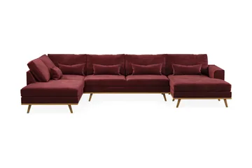 Copenhagen 5-sits Vänstervänd U-formad Soffa med Divan och Schäslong i Sammet