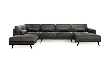 Copenhagen 5-sits Vänstervänd U-formad Soffa med Divan och Schäslong i Sammet - Mörkgrå - Products - Möbler - Soffa - Sammetssoffa