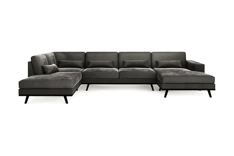 Copenhagen 5-sits Vänstervänd U-formad Soffa med Divan och Schäslong i Sammet - Mörkgrå - Products - Möbler - Soffa - Sammetssoffa