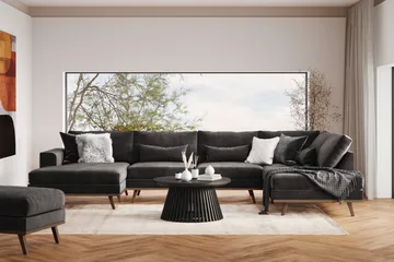 Copenhagen 5-sits Vänstervänd U-formad Soffa med Divan och Schäslong i Sammet - Mörkgrå - Products - Möbler - Soffa - Sammetssoffa