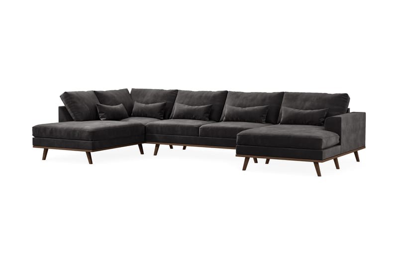 Copenhagen 5-sits Vänstervänd U-formad Soffa med Divan och Schäslong i Sammet - Mörkgrå - Products - Möbler - Soffa - Sammetssoffa