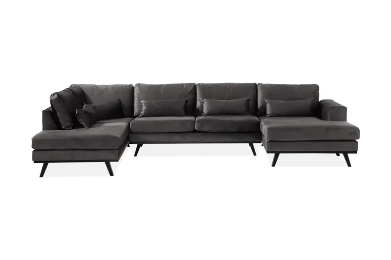Copenhagen 5-sits Vänstervänd U-formad Soffa med Divan och Schäslong i Sammet - Mörkgrå - Products - Möbler - Soffa - Sammetssoffa
