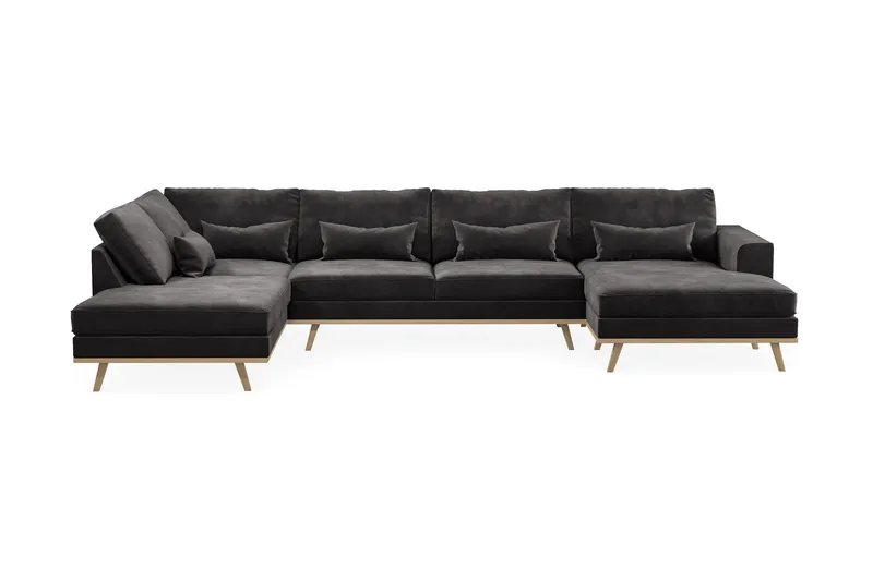 Copenhagen 5-sits Vänstervänd U-formad Soffa med Divan och Schäslong i Sammet - Mörkgrå - Products - Möbler - Soffa - Sammetssoffa