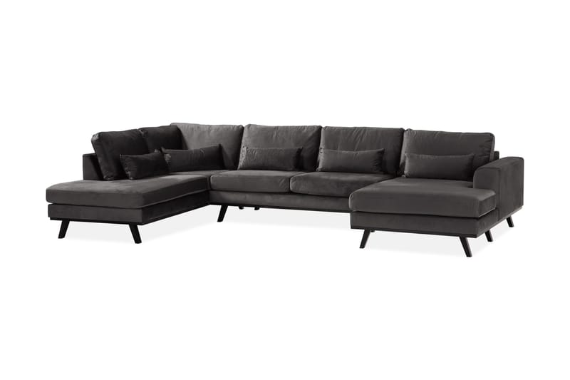 Copenhagen 5-sits Vänstervänd U-formad Soffa med Divan och Schäslong i Sammet - Mörkgrå - Products - Möbler - Soffa - Sammetssoffa