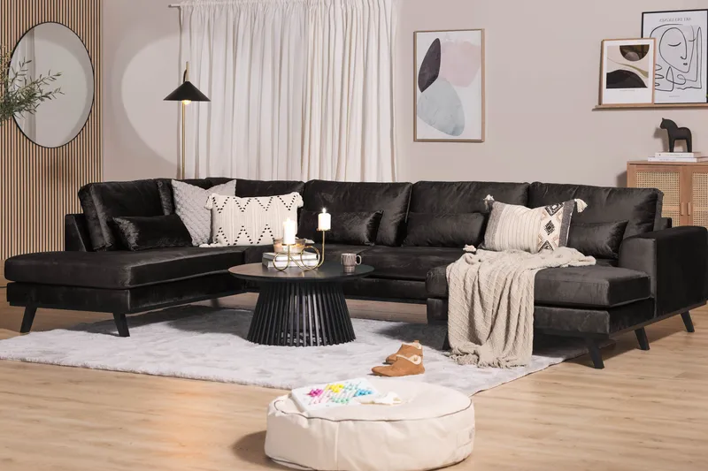 Copenhagen 5-sits Vänstervänd U-formad Soffa med Divan och Schäslong i Sammet - Mörkgrå - Products - Möbler - Soffa - Sammetssoffa