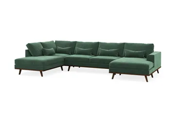 Copenhagen 5-sits Vänstervänd U-formad Soffa med Divan och Schäslong i Sammet - Mörkgrön - Products - Möbler - Soffa - Sammetssoffa