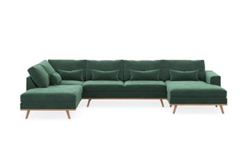 Copenhagen 5-sits Vänstervänd U-formad Soffa med Divan och Schäslong i Sammet - Mörkgrön - Products - Möbler - Soffa - Sammetssoffa