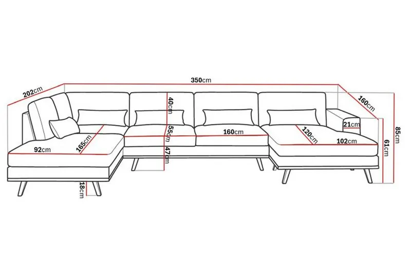 Copenhagen 5-sits Vänstervänd U-formad Soffa med Divan och Schäslong i Tyg - Beige - Products - Möbler - Soffa - U-soffa
