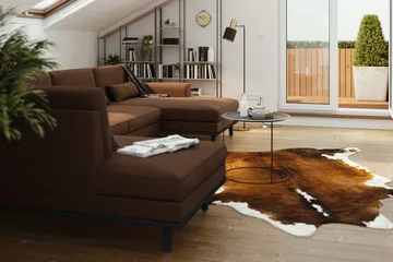 Copenhagen 5-sits Vänstervänd U-formad Soffa med Divan och Schäslong i Tyg - Brun - Products - Möbler - Soffa - U-soffa