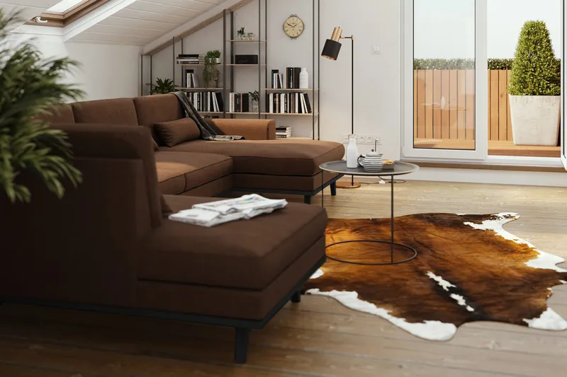 Copenhagen 5-sits Vänstervänd U-formad Soffa med Divan och Schäslong i Tyg - Brun - Products - Möbler - Soffa - U-soffa