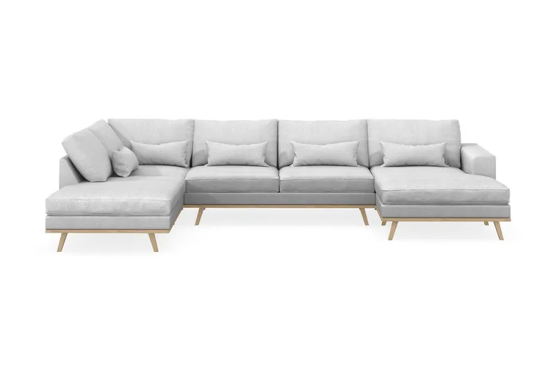 Copenhagen 5-sits Vänstervänd U-formad Soffa med Divan och Schäslong i Tyg - Ljusgrå - Products - Möbler - Soffa - U-soffa