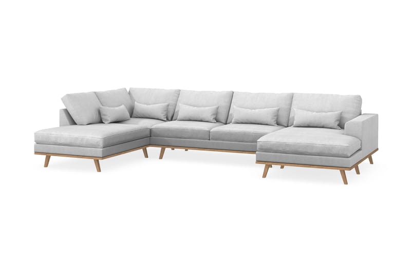 Copenhagen 5-sits Vänstervänd U-formad Soffa med Divan och Schäslong i Tyg - Ljusgrå - Products - Möbler - Soffa - U-soffa