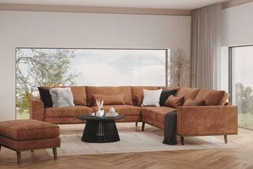 Copenhagen 6-sits L-formad Hörnsoffa i Konstläder - Brun - Products - Möbler - Soffa - Hörnsoffa