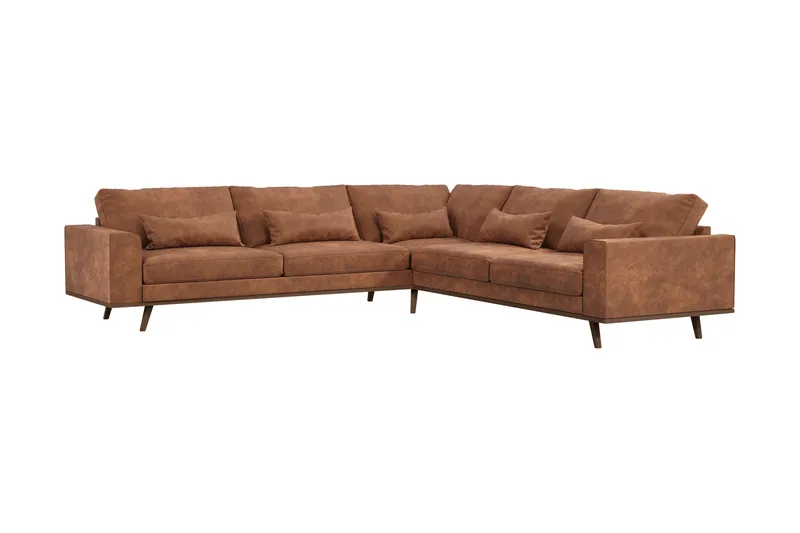 Copenhagen 6-sits L-formad Hörnsoffa i Konstläder - Brun - Products - Möbler - Soffa - Hörnsoffa