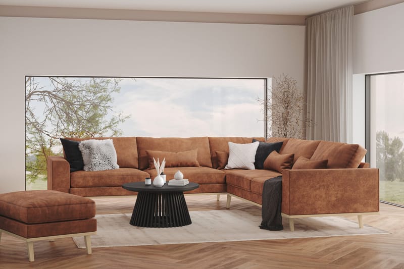 Copenhagen 6-sits L-formad Hörnsoffa i Konstläder - Brun - Products - Möbler - Soffa - Hörnsoffa