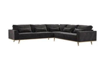 Copenhagen 6-sits L-formad Hörnsoffa i Sammet - Mörkgrå - Products - Möbler - Soffa - Sammetssoffa