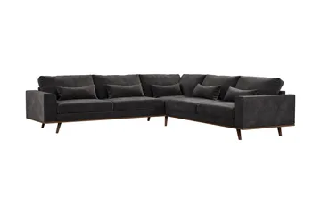 Copenhagen 6-sits L-formad Hörnsoffa i Sammet - Mörkgrå - Products - Möbler - Soffa - Sammetssoffa