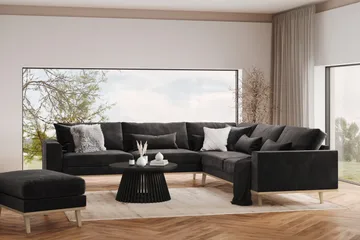 Copenhagen 6-sits L-formad Hörnsoffa i Sammet - Mörkgrå - Products - Möbler - Soffa - Sammetssoffa