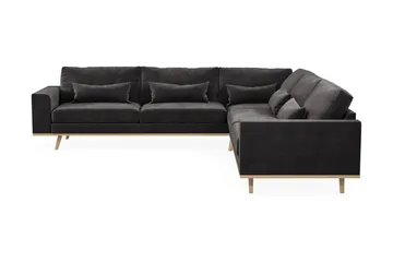 Copenhagen 6-sits L-formad Hörnsoffa i Sammet - Mörkgrå - Products - Möbler - Soffa - Sammetssoffa