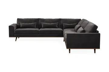 Copenhagen 6-sits L-formad Hörnsoffa i Sammet - Mörkgrå - Products - Möbler - Soffa - Sammetssoffa