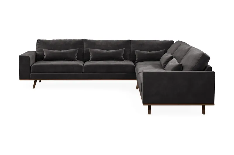 Copenhagen 6-sits L-formad Hörnsoffa i Sammet - Mörkgrå - Products - Möbler - Soffa - Sammetssoffa