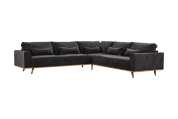 Copenhagen 6-sits L-formad Hörnsoffa i Sammet - Mörkgrå - Products - Möbler - Soffa - Sammetssoffa