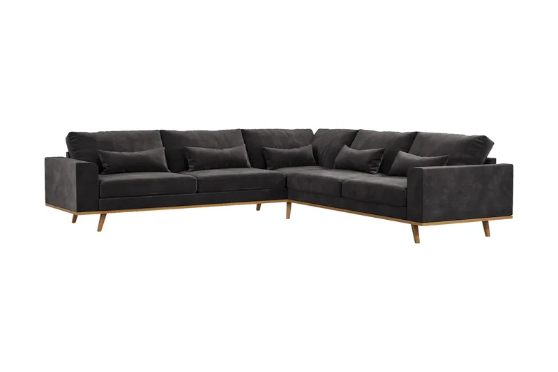 Copenhagen 6-sits L-formad Hörnsoffa i Sammet - Mörkgrå - Products - Möbler - Soffa - Sammetssoffa