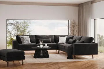 Copenhagen 6-sits L-formad Hörnsoffa i Sammet - Mörkgrå - Products - Möbler - Soffa - Sammetssoffa