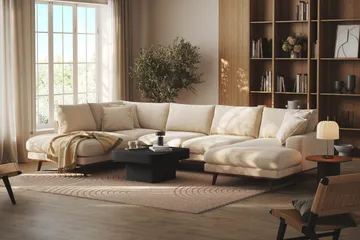 Copenhagen Premium 5-sits Vänstervänd U-formad Djup Soffa med Divan och Schäslong i Chenille - Ljusbeige - Products - Möbler - Soffa - U-soffa
