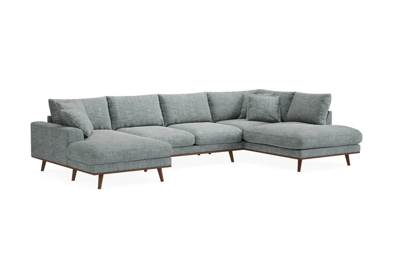 Copenhagen Premium 5-sits Högervänd U-formad Djup Soffa med Divan och Schäslong i Chenille - Grå/Blå - Products - Möbler - Soffa - U-soffa