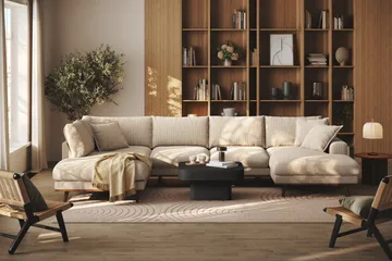 Copenhagen Premium 5-sits Vänstervänd U-formad Djup Soffa med Divan och Schäslong i Chenille - Beige - Products - Möbler - Soffa - U-soffa