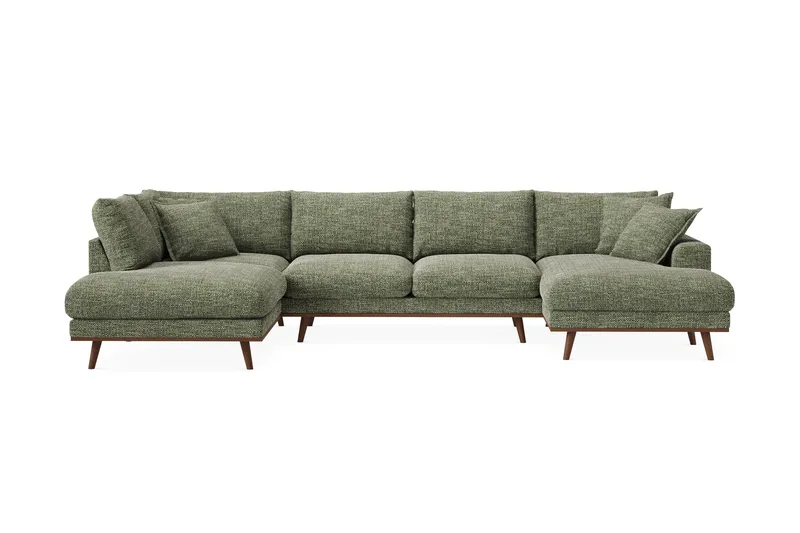 Copenhagen Premium 5-sits Vänstervänd U-formad Djup Soffa med Divan och Schäslong i Chenille - Grön - Products - Möbler - Soffa - U-soffa