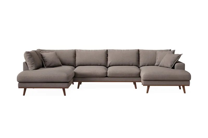 Copenhagen Premium 5-sits Vänstervänd U-formad Djup Soffa med Divan och Schäslong i Tyg - Brun - Products - Möbler - Soffa - U-soffa