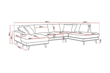 Copenhagen Premium 5-sits Högervänd U-formad Djup Soffa med Divan och Schäslong i Tyg - Brun - Products - Möbler - Soffa - U-soffa