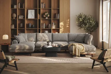 Copenhagen Premium 5-sits Högervänd U-formad Djup Soffa med Divan och Schäslong i Chenille - Grå - Products - Möbler - Soffa - U-soffa